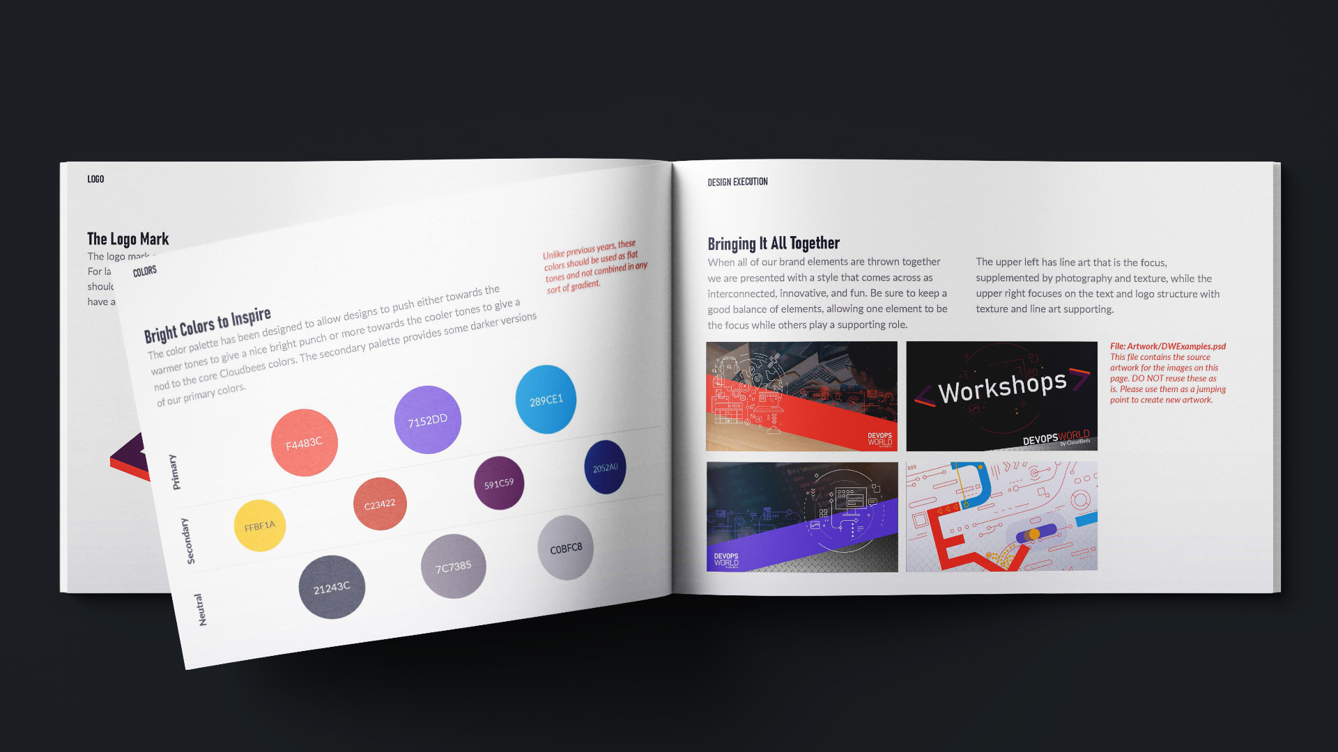 An image of the event brand book created for DevOps World 2020.