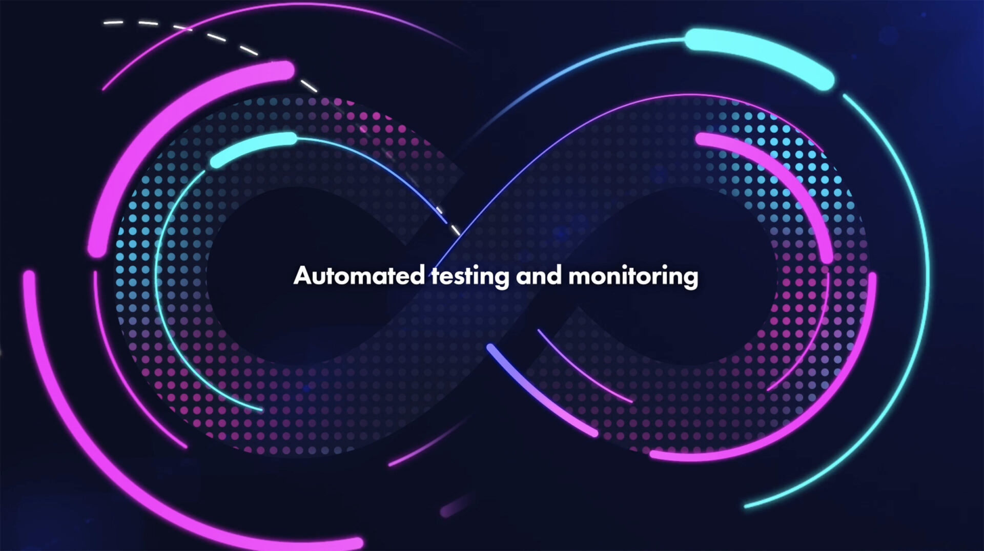 An infinity loop from the Immuta explainer video to show automated testing and monitoring.