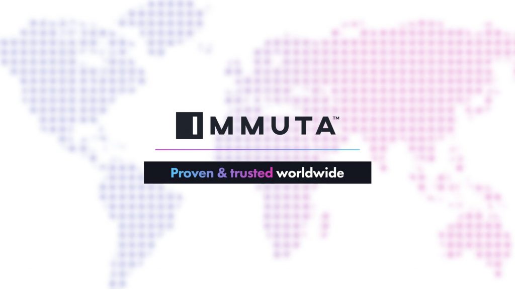 A still image from the Immuta explainer video that shows an array of dots in the shapes of a world map.