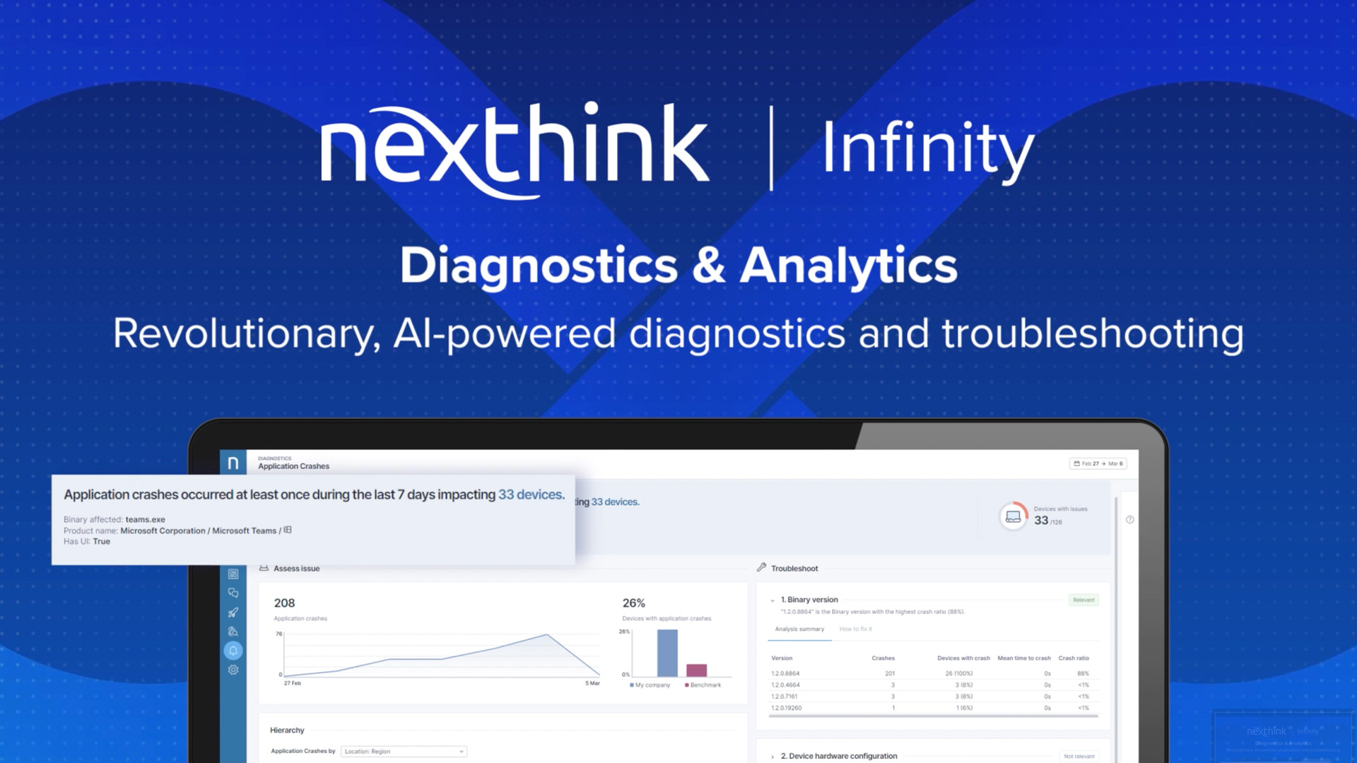 A still frame from an explainer video created for Nexthink Infinity. It includes a laptop with software on screen.