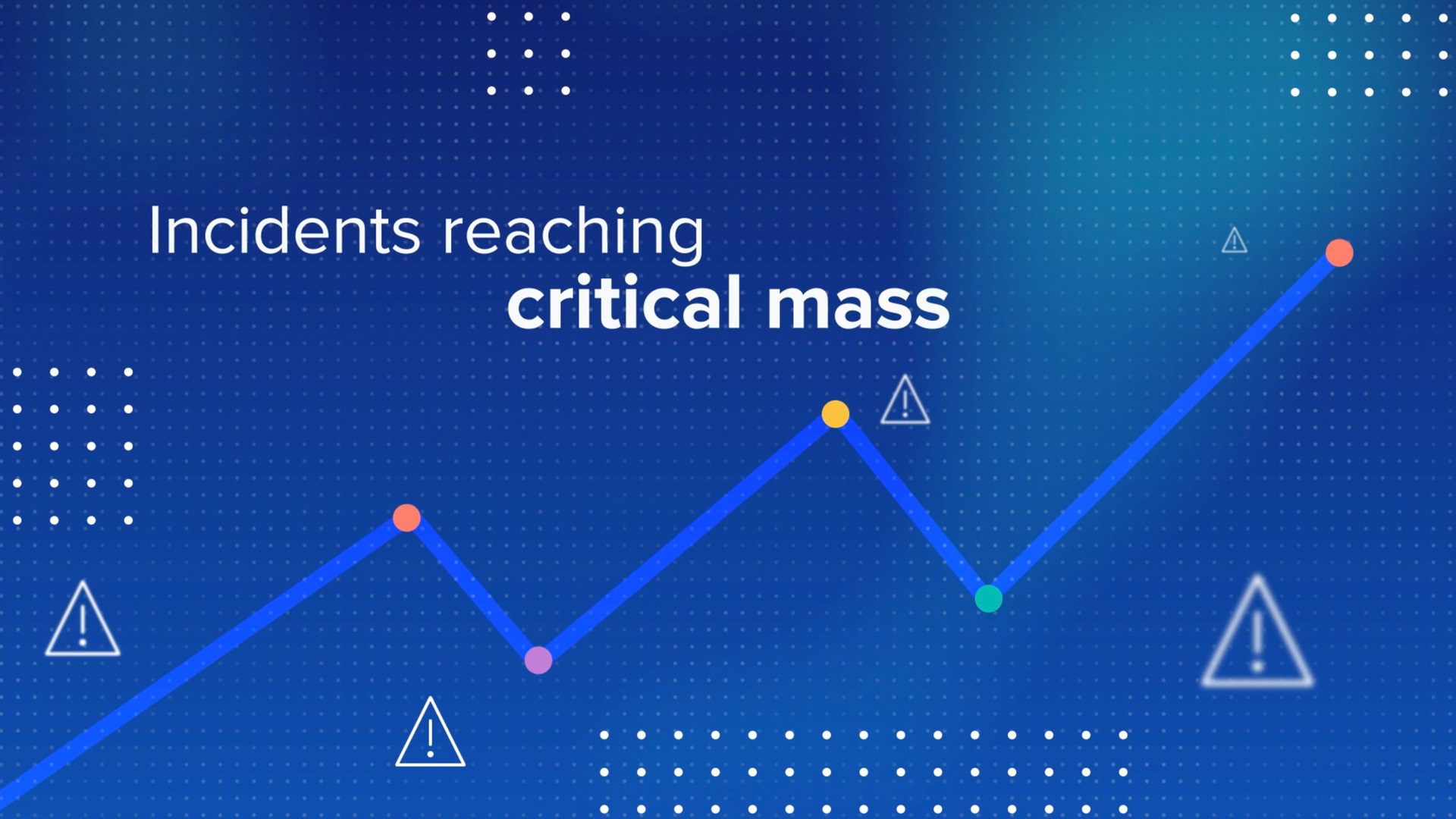 A still frame from an explainer video created for Nexthink Infinity. It shows a chart line rising with alert icons representing IT issues.