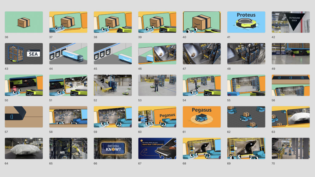An image of storyboard frames for the Amazon STEM video