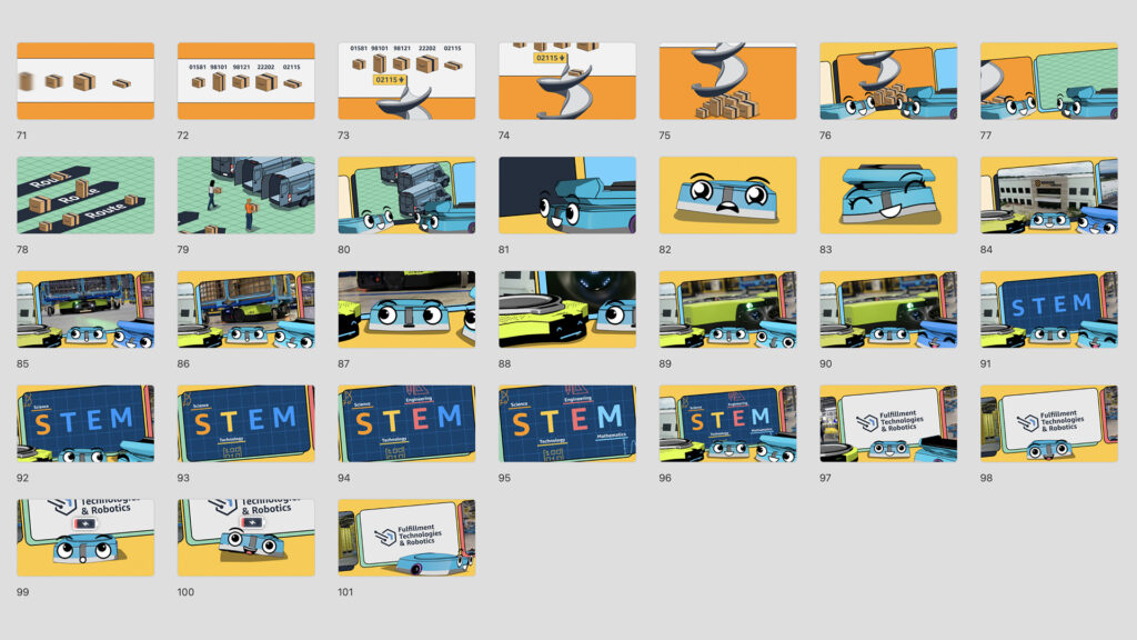 An image of storyboard frames for the Amazon STEM video