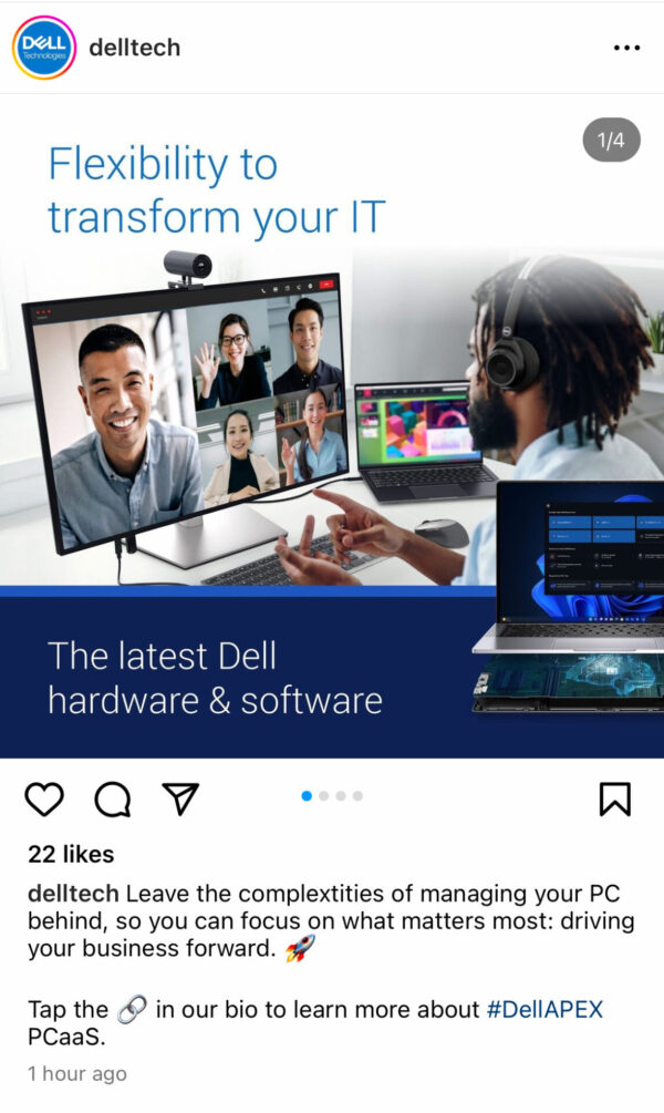 A screen capture a Dell PC-as-a-Service LinkedIn carousel